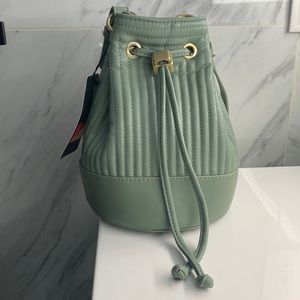 Zara Quilted Bucket bag in Eucalyptus color